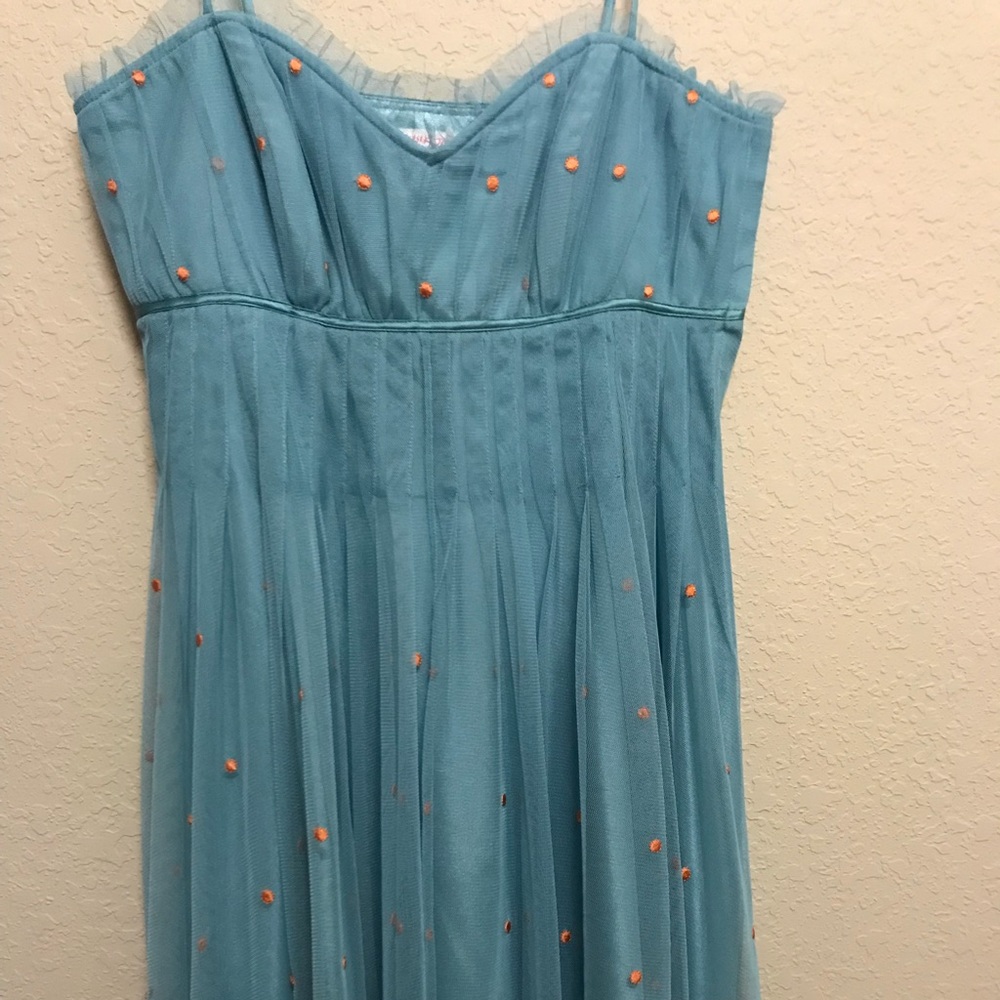 Blue intricate lace babydoll dress